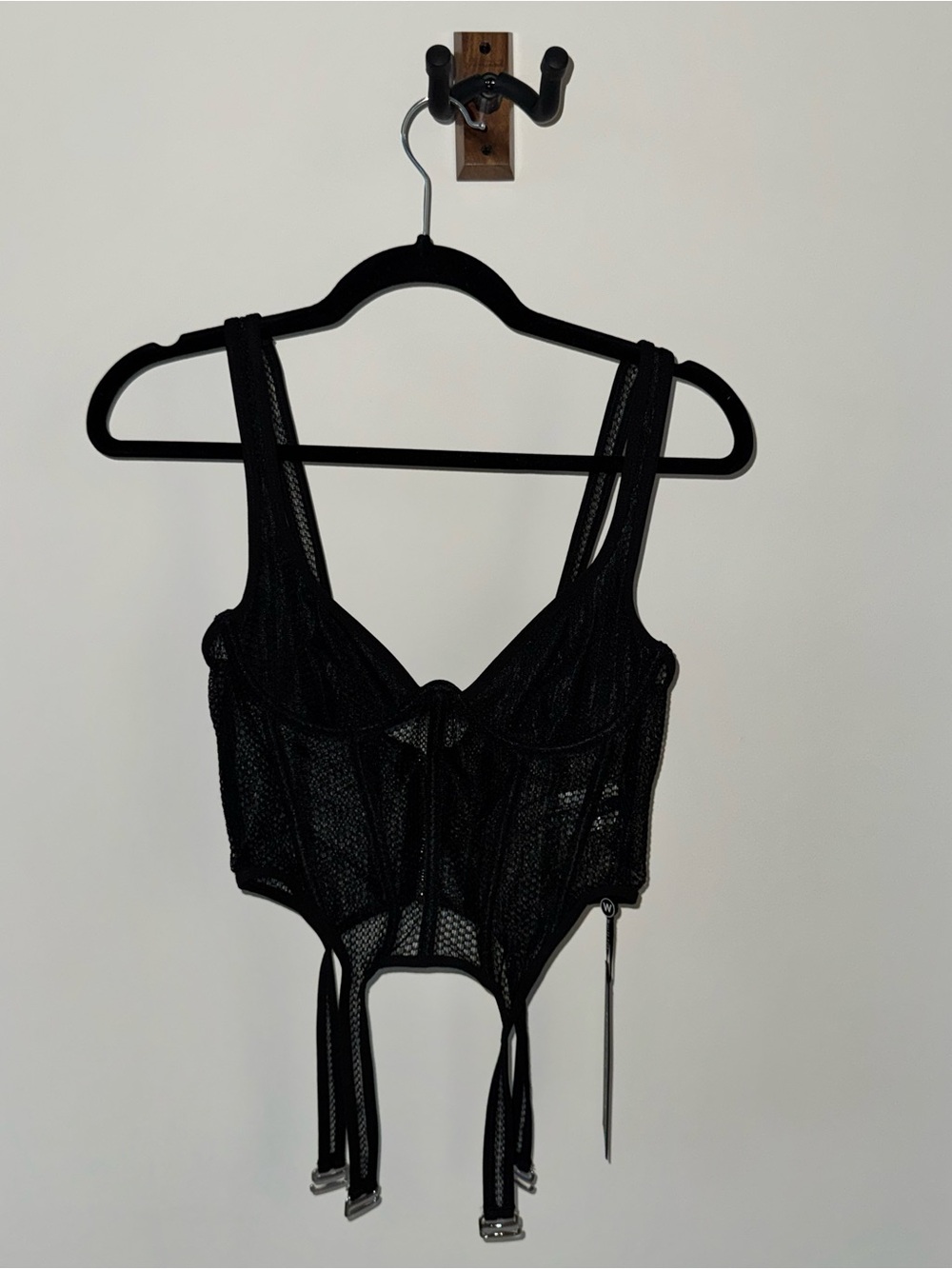 White Fox Boutique Black Mesh Bustier Top